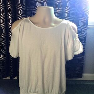 White cold shoulder T-shirt